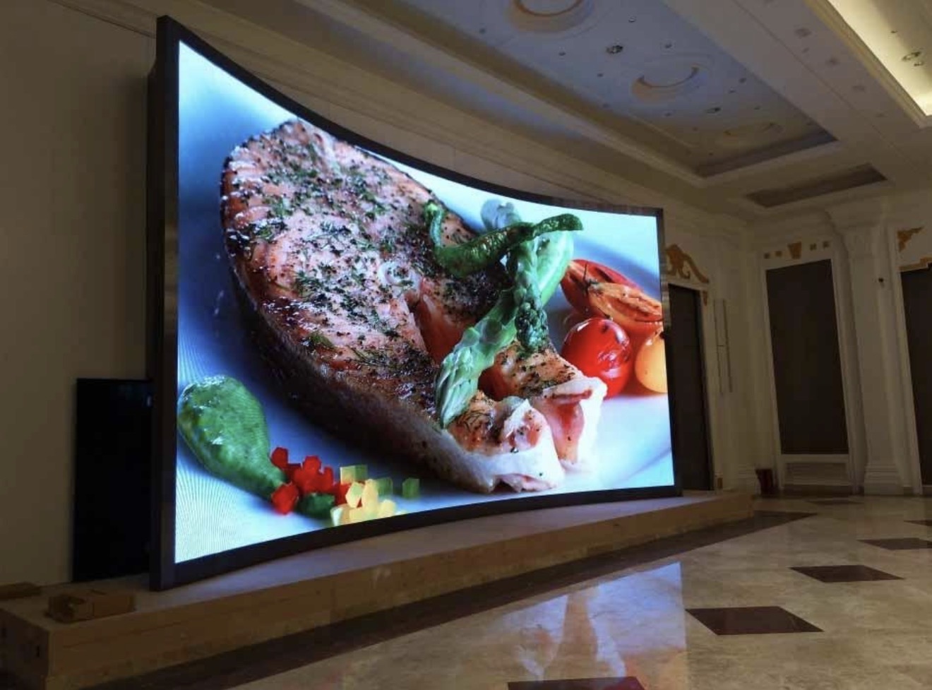 LED video wall setup at an indoor event